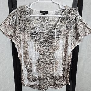 AGB Women's Brown and White Top